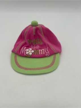 Baby Essentials Pretty Like Mommy Baby Girl Hat Green Pink Sz 0-6 Months Cotton